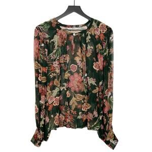 Summum Woman Amsterdam Green Floral Blouse Women's Long Sleeve Top size 36